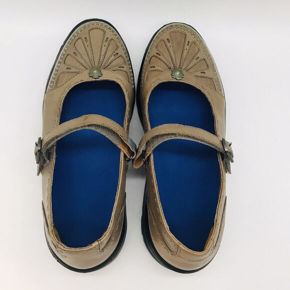 Dr. Comfort Paradise Tan Leather Mary Janes Women's 9M Hook & Loop Strap Shoes - Picture 7 of 13